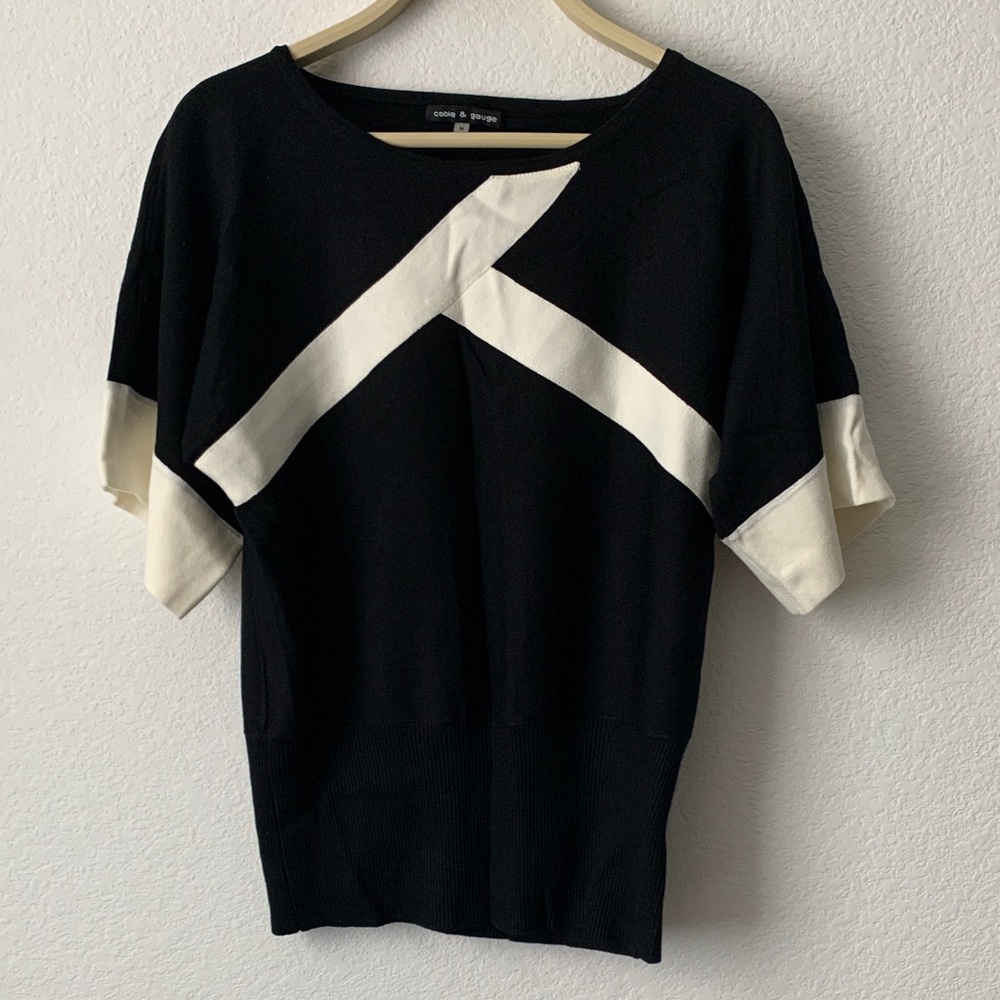 Cable & Gauge Black Top with Cream Accents